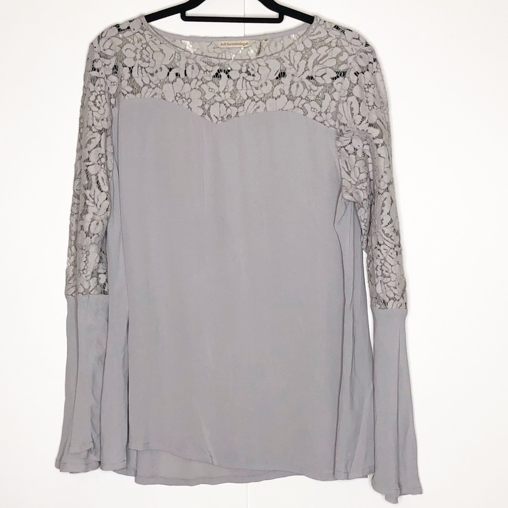 Soft Surroundings Gray Lace Top